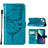 Custodia Portafoglio In Pelle Farfalla Cover con Supporto L10 per Apple iPhone 14 Blu