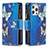 Custodia Portafoglio In Pelle Farfalla Cover con Supporto per Apple iPhone 13 Pro Max Blu