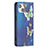 Custodia Portafoglio In Pelle Farfalla Cover con Supporto per Apple iPhone 15 Plus Blu