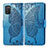 Custodia Portafoglio In Pelle Farfalla Cover con Supporto per Samsung Galaxy A03s Blu