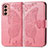 Custodia Portafoglio In Pelle Farfalla Cover con Supporto per Samsung Galaxy M13 4G Rosa Caldo