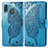 Custodia Portafoglio In Pelle Farfalla Cover con Supporto per Samsung Galaxy M20 Blu