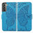 Custodia Portafoglio In Pelle Farfalla Cover con Supporto per Samsung Galaxy S21 5G Blu