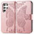 Custodia Portafoglio In Pelle Farfalla Cover con Supporto per Samsung Galaxy S22 Ultra 5G Rosa
