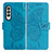 Custodia Portafoglio In Pelle Farfalla Cover con Supporto per Samsung Galaxy Z Fold3 5G Blu