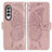 Custodia Portafoglio In Pelle Farfalla Cover con Supporto per Samsung Galaxy Z Fold3 5G Rosa