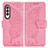 Custodia Portafoglio In Pelle Farfalla Cover con Supporto per Samsung Galaxy Z Fold3 5G Rosa Caldo