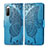 Custodia Portafoglio In Pelle Farfalla Cover con Supporto per Sony Xperia 10 II Blu