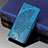 Custodia Portafoglio In Pelle Farfalla Cover con Supporto S01D per Samsung Galaxy S21 Ultra 5G Blu