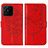 Custodia Portafoglio In Pelle Farfalla Cover con Supporto Y01B per Realme Narzo 50A Rosso
