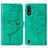 Custodia Portafoglio In Pelle Farfalla Cover con Supporto Y01B per Samsung Galaxy A01 SM-A015 Verde