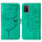 Custodia Portafoglio In Pelle Farfalla Cover con Supporto Y01B per Samsung Galaxy A02s Verde