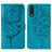 Custodia Portafoglio In Pelle Farfalla Cover con Supporto Y01B per Samsung Galaxy A50 Blu