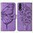 Custodia Portafoglio In Pelle Farfalla Cover con Supporto Y01B per Samsung Galaxy A70 Lavanda