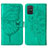 Custodia Portafoglio In Pelle Farfalla Cover con Supporto Y01B per Samsung Galaxy A71 5G Verde