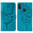 Custodia Portafoglio In Pelle Farfalla Cover con Supporto Y01B per Samsung Galaxy M11 Blu