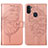 Custodia Portafoglio In Pelle Farfalla Cover con Supporto Y01B per Samsung Galaxy M11 Oro Rosa