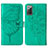 Custodia Portafoglio In Pelle Farfalla Cover con Supporto Y01B per Samsung Galaxy Note 20 5G Verde