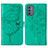 Custodia Portafoglio In Pelle Farfalla Cover con Supporto Y01B per Samsung Galaxy Quantum2 5G Verde