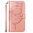 Custodia Portafoglio In Pelle Farfalla Cover con Supporto Y02B per Samsung Galaxy A02s Oro Rosa