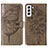 Custodia Portafoglio In Pelle Farfalla Cover con Supporto Y06B per Samsung Galaxy S21 5G Bronze