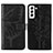 Custodia Portafoglio In Pelle Farfalla Cover con Supporto Y06B per Samsung Galaxy S21 5G Nero