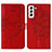 Custodia Portafoglio In Pelle Farfalla Cover con Supporto Y06B per Samsung Galaxy S21 5G Rosso