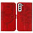 Custodia Portafoglio In Pelle Farfalla Cover con Supporto Y06B per Samsung Galaxy S21 Plus 5G Rosso