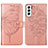 Custodia Portafoglio In Pelle Farfalla Cover con Supporto Y06B per Samsung Galaxy S22 5G Oro Rosa