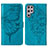 Custodia Portafoglio In Pelle Farfalla Cover con Supporto Y06B per Samsung Galaxy S22 Ultra 5G Blu