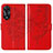 Custodia Portafoglio In Pelle Farfalla Cover con Supporto YB2 per Oppo A58 5G Rosso