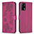 Custodia Portafoglio In Pelle Fiori Cover con Supporto BF1 per Oppo A74 4G Rosa Caldo
