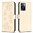 Custodia Portafoglio In Pelle Fiori Cover con Supporto BF1 per Oppo A77 4G Oro