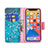 Custodia Portafoglio In Pelle Fiori Cover con Supporto L02 per Apple iPhone 13 Pro Max Ciano