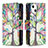 Custodia Portafoglio In Pelle Fiori Cover con Supporto L03 per Apple iPhone 13 Mini Multicolore