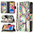 Custodia Portafoglio In Pelle Fiori Cover con Supporto per Apple iPhone 13 Pro Max Multicolore