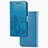 Custodia Portafoglio In Pelle Fiori Cover con Supporto per Google Pixel 4a Blu