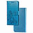 Custodia Portafoglio In Pelle Fiori Cover con Supporto per Google Pixel 5 Blu