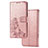 Custodia Portafoglio In Pelle Fiori Cover con Supporto per Google Pixel 5 XL 5G Oro Rosa