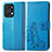 Custodia Portafoglio In Pelle Fiori Cover con Supporto per Huawei Honor X7a Blu