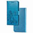 Custodia Portafoglio In Pelle Fiori Cover con Supporto per Huawei Mate 40 Pro Blu