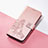 Custodia Portafoglio In Pelle Fiori Cover con Supporto per Huawei P40 Pro Rosa