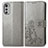 Custodia Portafoglio In Pelle Fiori Cover con Supporto per Motorola Moto E32s Grigio