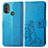 Custodia Portafoglio In Pelle Fiori Cover con Supporto per Motorola Moto E40 Blu