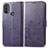 Custodia Portafoglio In Pelle Fiori Cover con Supporto per Motorola Moto E40 Viola