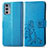 Custodia Portafoglio In Pelle Fiori Cover con Supporto per Motorola Moto Edge Lite 5G Blu