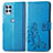 Custodia Portafoglio In Pelle Fiori Cover con Supporto per Motorola Moto Edge S 5G Blu