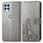Custodia Portafoglio In Pelle Fiori Cover con Supporto per Motorola Moto Edge S 5G Grigio