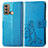Custodia Portafoglio In Pelle Fiori Cover con Supporto per Motorola Moto G40 Fusion Blu