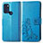 Custodia Portafoglio In Pelle Fiori Cover con Supporto per Motorola Moto G60s Blu